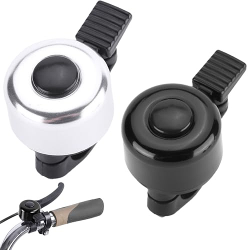 HABNI Campanello Bici 2 Pezzi Nero Bianco 5.1X3.1Cm Suono Melodioso Classico Mini Bambini Adulti Strada Mountain Bike Scooter Mtb Bmx