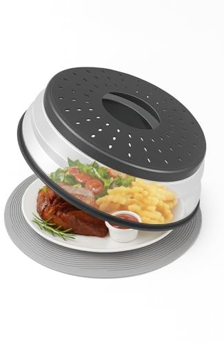 AllSortsDirect Collapsible Microwave Cover with Steam Vents – BPA Free Plate Lid, Dishwasher Safe, Eco-Friendly, Reusable Splatter Guard for Food Heating