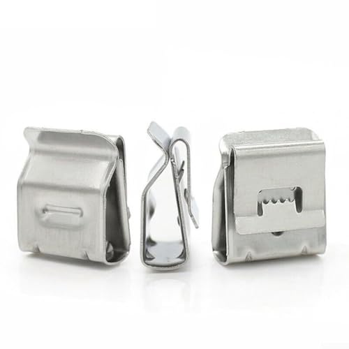 Eawfgtuw Edelstahl-Solar-Kabelclips für PV-Kabel-Management, Kanten-Clip, Solar-Montageklemmen, Photovoltaik-Kabelbinder für Solarpanel-Kabel-Organizer, PV-Modul C (100 Stück)