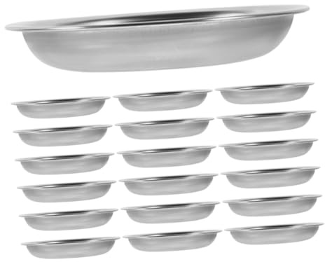 Platos de Salsa de Acero Inoxidable Redondos, 20 Piezas | Color Plata, 10cm, para Mesa y Cocina Fácil Limpieza, Base Estable, Resistente a Manchas y Ahorra Espacio