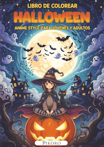 Libro de Colorear Halloween para Jóvenes y Adultos: Anime mágico y fantasía encantadora para relajarte coloreando (Pikoro Halloween)