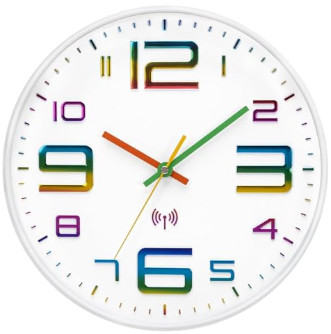 VIVILINEN Funkuhr Wand mit Großen Zahlen Wanduhr Funk Lautlos Wanduhr Ohne Tickgeräusche Funkwanduhr Geräuschlos Küchenuhr Funk für Wohnzimmer Schlafzimmer Küche Büro 30cm