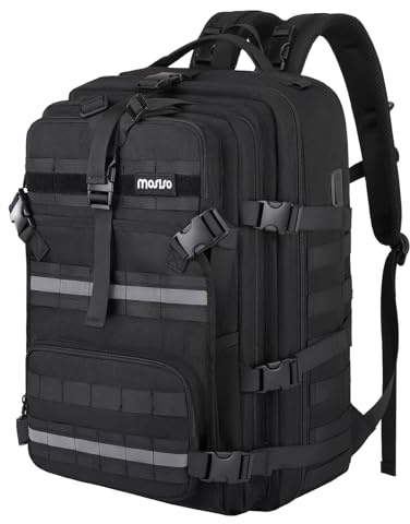 MOSISO Zaino da Moto Capiente per Uomo, Zaino Espandibile per Casco da Moto con Porta di Ricarica USB e Scomparto per Laptop, Zaini Tattico per Ciclismo e Viaggi all'Aperto, Nero