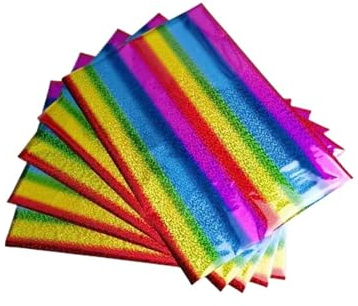 GXMDSGZ Größe: 50 Stück, heißer, Folie, Heißprägen, DIY, Heimpapier, Blatt, Himmelblau, Laserdrucker für Bastelarbeiten, Prägungen(Rainbow Holo)