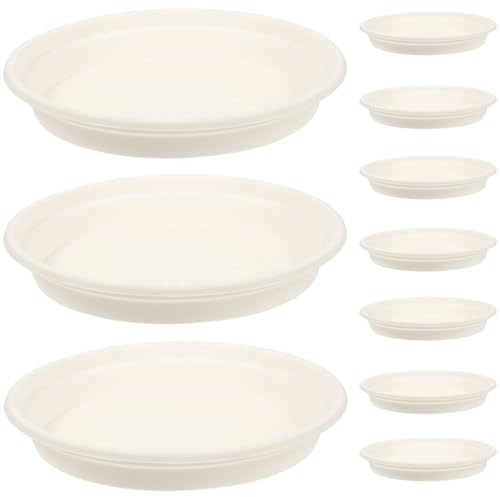FOMIYES 10 Piezas de Platillos de Plástico Redondos para Macetas, Bandejas de Goteo para Plantas, Color Marfil, 13 Cm, Resistentes y Aptos para Uso Interior y Exterior en Jardinería