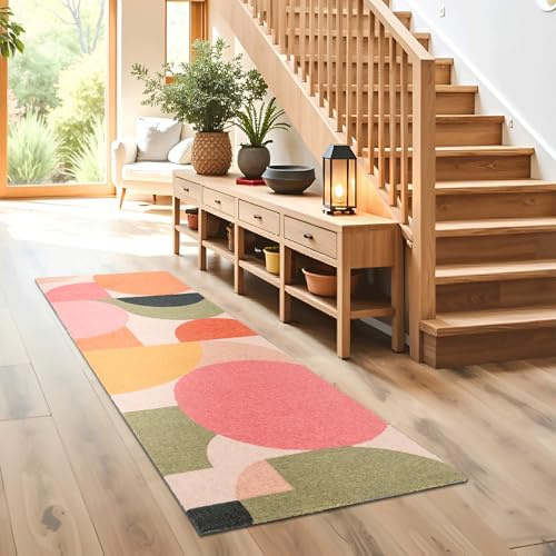 Rutschfeste Sauberlaufmatte innen - Bunt Grafik 50 x 150 cm (Rechteckig) | Miabella Türmatte rutschfester Läufer Wohnraum Fußmatte extrem saugfähiger Küchenläufer waschbar bei 30°C Schmutzfangmatte