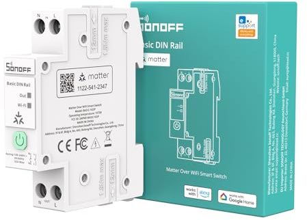 SONOFF Basic DIN Rail (BASIC-1GSP) Interruttore Smart WiFi per Guida DIN, Controller Smart Home Matter Over WiFi, Interruttore Elettrico per Pannello di Carico Elettrico ad Alta Capacità 32A