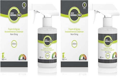 Medi Derma-Pro Skin Protectant Ointment & Foam. Long Lasting Protection Spray Incontinence Cleanser 250ml (Pack of 2)