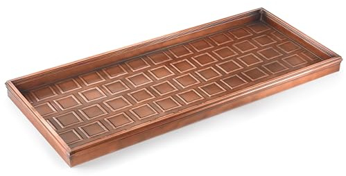 Good Directions Large Boot Tray, Squares Multi-Purpose All Weather Decorative Boot Tray, Shoes, Plants, Garage, Patio Door, Pet Bowls, 34 inch Entry Indoor Shoe Tray, Copper Finish