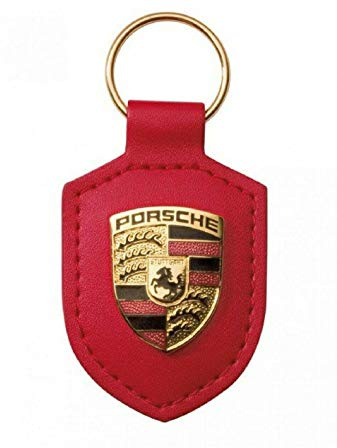 ORIGINAL Porsche Schlüsselanhänger ROT Leder mit Wappen WAP0500920E