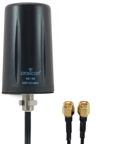 Proxicast Vandal Resistant 2x2 MIMO Low Profile 4G/5G Omni-Directional Screw Mount Antenna - 10 ft Coax Leads - for Cisco, Cradlepoint, Digi, Pepwave, Sierra Wireless and Others (ANT-121-M22)