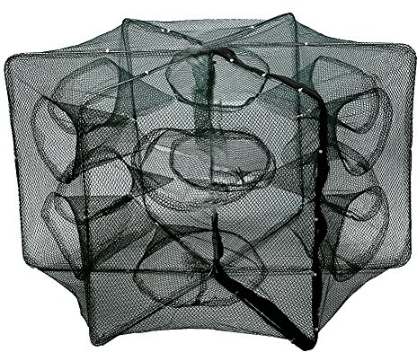 VGEBY1 Faltbare Köderfischreuse, 6/12 Löcher Köder Fisch Reuse Trap Automatische Fischernetz Shrimp Cage Nylon Krabbenfischfalle(12 Löcher)