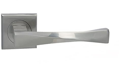 AZERODESIGN - Juego de Manivela con Roseta Cuadrada SPA - 5x5 cm - Asa Tirador 12,7 cm - Acabado en Níquel Satinado - Resistente al Desgaste y la Oxidación - Material de Latón