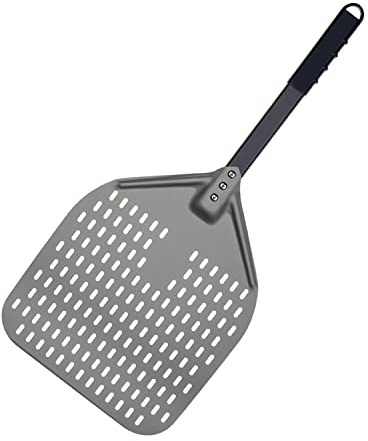 G.a HOMEFAVOR 12 Inch Perforated Pizza Peel, Hard Anodized Aluminum Pizza Paddle with Detachable Handle for Compact Storage, Non Stick Pizza Oven Peel for Homemade Pizzas Bread