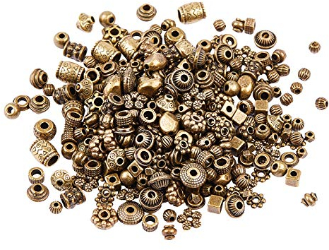 NBEADS 100 g Abstandhalter Aus Legierungen Aus Tibetischem Stil, 20 Stile Metallblumenkegel Runde Säule Abstandhalter Perlen Für DIY Schmuck Herstellung, Antike Bronze