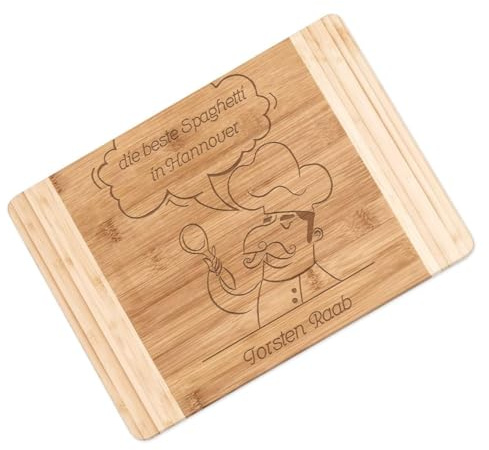 Maverton Bambus Schneidebrett mit Gravur - Servierbrett - Brotzeitbrett massiv - Größe: 35x25 cm - Schneidebrett für Männer - Weihnachtsgeschenke - zum Geburtstag - zu Weihnachten - Italiener