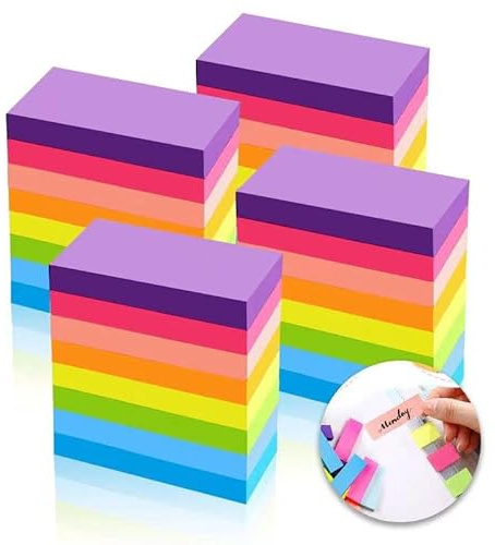 Sticky Notes, 1600 Blatt Elbstklebende Haftnotizzettel, Bunte Klebezettel, Notizblöcke, Selbstklebende Notizzettel für Büro Schule Zuhause(76mm x 26mm)