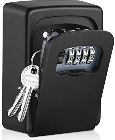 CDC DIGI 4-Digit Combination LockBox, Wall Mounted-Key Lock Box Police Approved Key Safe Box Outdoor, Key Safe Outside Waterproof and Security Key Cabinet for Home Garage Office School