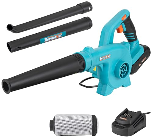 Berserker 20V Leaf Blower Cordless 2.0Ah Battery Operated and Charger Included,2-in-1 Compact Electric Powered Handheld Lightweight Variable-Speed Yard Vacuum for Lawn Care,Snow Blowing,Dust Cleaning