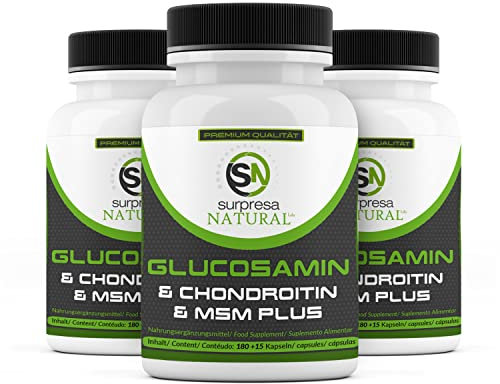 Surpresa Natural® Glucosamina, condroitina e MSM ad alto dosaggio 4500 mg al giorno, fornitura di 1 mese testata in laboratorio, 585 capsule (3)