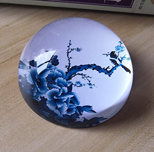 Kristallkugel Elster Vogel Blumen Halbkugel Glas Halbkugel Briefbeschwerer Heimdekoration Ornamente Kugel Miniatur Kreative Geschenke