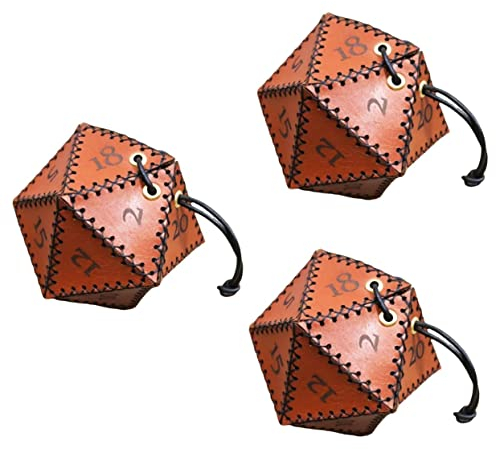 Garneck 3st Aufbewahrungstasche Für Würfel Kleiner Würfelbeutel Vintage Gürteltasche Würfel Geldbörse Würfeltaschen Schmuck Würfel Tasche Würfelrolle D20 Glücklich Leder Würfel-Box