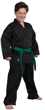 TEKKA BUDO Karateanzug Basix schwarz 7.5 oz - Karate Gi Set - Jacke. Hose. Gürtel - Einsteiger Anzug - Größe 180