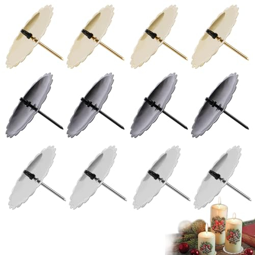 Set di 12 portacandele in metallo, 6 cm, coronine avventizio, 3 colori, piatto candela, candelabro con picco, fai da te, Natale, ghirlanda avventizio, vaso fiori