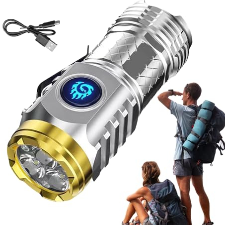 Bitong Lampe De Poche Monstre À Trois Yeux, Petite Lampe De Poche LED Portable Ultra Lumineuse, Lampe De Poche Super Lumineuse, Lampe De Poche Tactica LED De 3 Pouces, Lampes De Poche Rechargeables