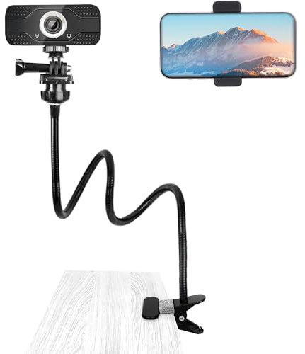 SUNNINGUP Webcam Halterung und Telefonhalter, Schwanenhals Halterung, für Webcam logitech C925e C922x C922 C930e C930 C920 C615,GoPro Hero10/9/8/7/6/5, Hero Max,Arlo Ultra/Pro2/3, Phone