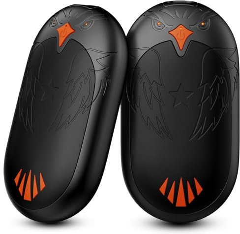 Handwärmer Elektrisch 2 Pack, Tragbare Taschenwärmer 2 in 1 Handwärmer mit 3 Heizmodi 20 Stunden Lang Anhaltende Wärme, Wiederverwendbar Hand wärmer USB für Outdoor im Winter - Schwarz