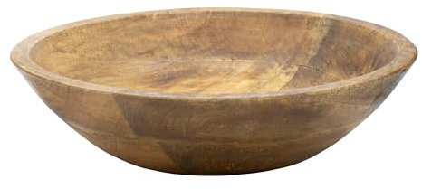 Spetebo Cuenco redondo de mango apto para alimentos, diámetro de 30 cm, madera natural, para servir