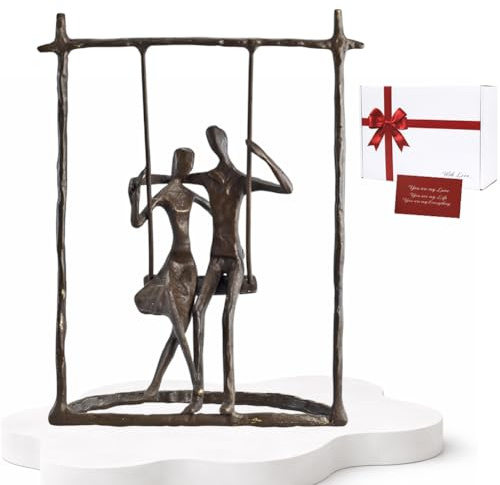 BOLTCORRSE Estatua Decorativa romántica Hecha a Mano para Parejas, decoración de Escultura de Amor de Hierro Fundido de Bronce Antiguo, Figuras de Metal como el Mejor Boda