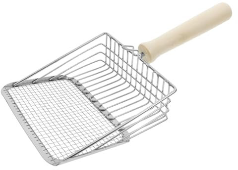 TOGEVAL Cat Litter Scoop Stainless Steel Mesh Handle Poop Sifter for Litter Box Cleaner Suitable for Kitten and Dog Substrate Duty