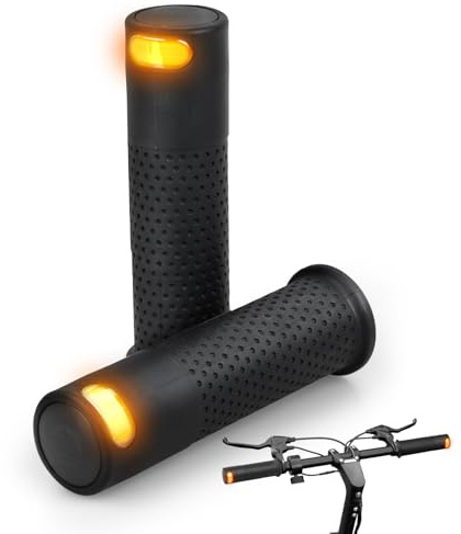 E Scooter Blinker mit Griff,Scooter Lenkerleuchten Berührungswarnleuchten Blinkerleuchten,Kompatibel Xiaomi M365/Pro2/1S Ninebot ES1 ES2 ES4 Weicher Lenkergriff Zubehör