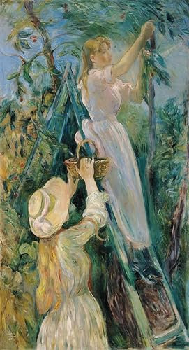 SERENDIPITP Bilder Moderne Druck Leinwand Malerei GemäLde Kunst Bilder Die kirschpflücker der kirschbaum von berthe Morisot Wandkunst Graffiti für Wanddekoration 60x90cm