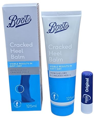 Boots Cracked Heel Balm Visible Results in JUST 1 Day 125ML,immediate improvement for Dry & Cracked heels, With Free Orignial Lip Balm