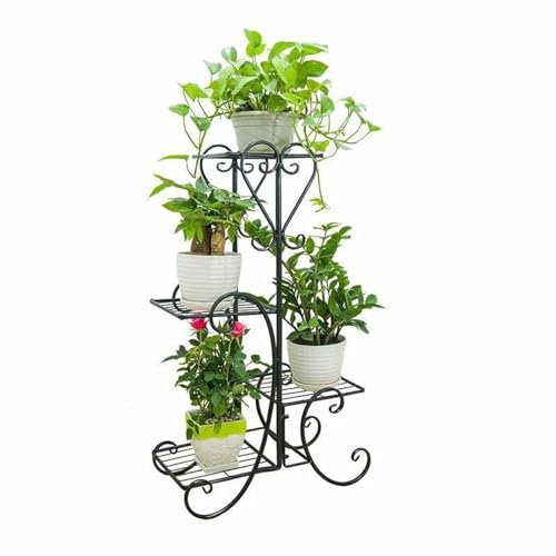 Portafiori Scaffale for fioriera in ferro for interni, supporto for piante alte, supporto for esposizione for vasi da fiori in metallo, scaffale for giardino esterno, 4 livelli Mensola per piante