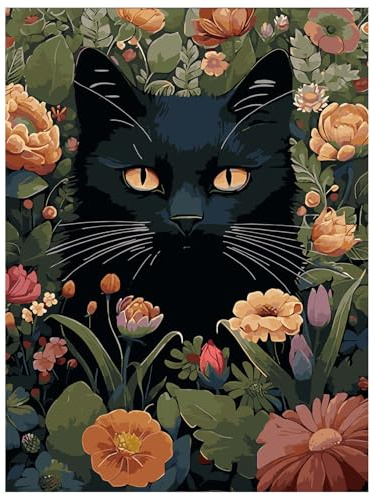 Katze Malen nach Zahlen, Malen nach Zahlen Erwachsene, Paint by Numbers Adult, DIY Handgemalt Ölgemälde für Home Décor Geschenk 40x50cm