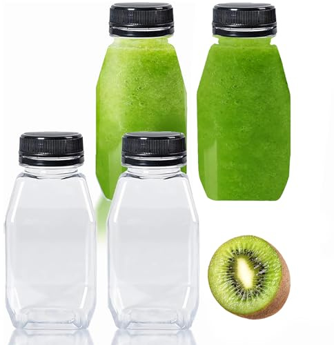 Doukesh 4 Pcs Mini Fridge Bottles, 250ml Plastic Bottles with Lids | Juice Bottle with Lids, Perfect for Storing Milk, Juice and Beverages When Going Out