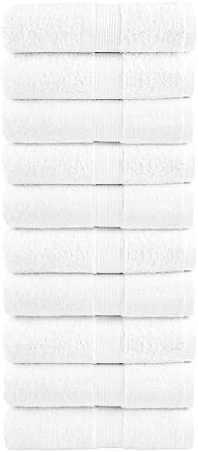 Generico 10 PEZZI Set Asciugamani Bagno Bianchi, Hotel, Cotone, ADATTI casa, hotel, SPA, dormitorio. (BIANCO, LAVETTE 30X30 CM)