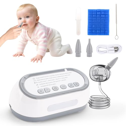 IGUG Aspiratore Nasale Neonato,Aspiratore Nasale Elettrico per Bambini con 6 Livelli di Aspirazione,Aspira Muco Neonato,Ricaricabile con 2 Beccucci in Silicone,Funzione Musica e Luci Colorate