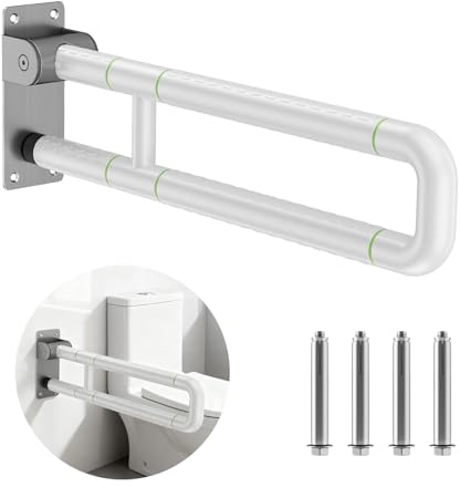 Haedswer 60cm Haltegriff Toilette Klappbar, Wandstützgriff Klappbar, Tragfähigkeit 150 kg, Toiletten Aufstehhilfe, Haltegriffe für Senioren, Behinderten, Schwangere