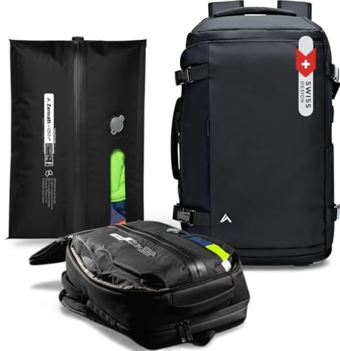 Zaino da viaggio con borsa vuota Smart+. Zaino bagaglio a mano 35L di fascia alta. Valigia per volo in cabina 50x30x20cm (Ryanair Priorit), portatile da 15 a 17, Professional Travel Backpack