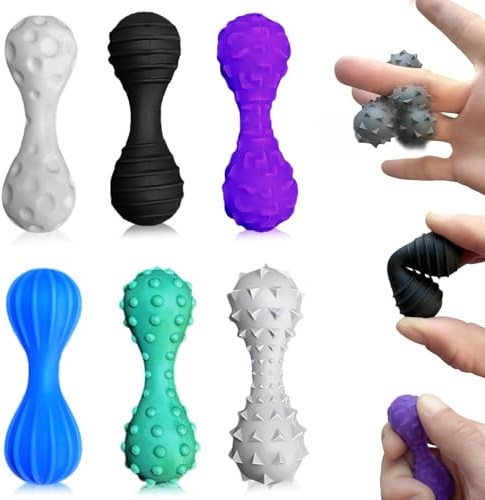 Echehi Sensorik Spielzeug für Erwachsene & Kinder, 6er Set mit Einzigartigen Texturen, Stress Spielzeug, Hilfe zur Ersetzung von Stimming, Stilles Konzentrationstool für ADHD & Autismus. Blau