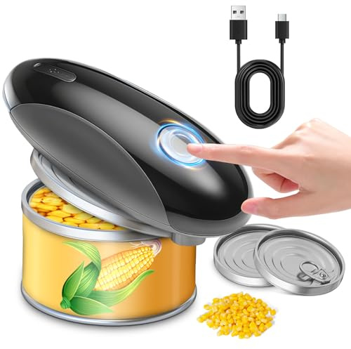 Electric Can Opener,USB Rechargeable Can Opener,One-Touch Automatic Can Opener,Smooth Edge,Hands Free,Food Safety,Automatic Kitchen Gadget,Battery Operated,Can Openers for Seniors