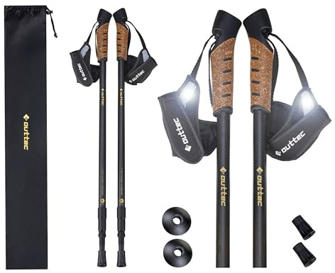 Outtec® Bastoni da Trekking Bastoni da Nordic Walking Bastoni da Escursionismo - Regolabili da 70 a 135 cm