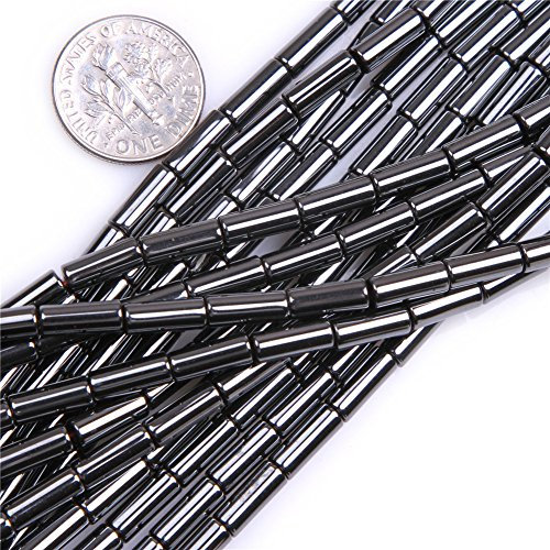 SHGbeads Black Hematite Gemstone Loose Beads Natural Energy Healing Power for Jewellery Making Column 3x9mm 15''