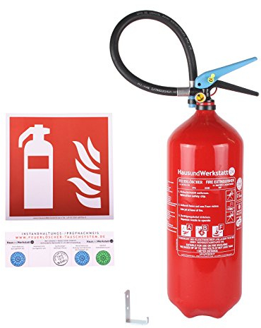 ABF Schaumfeuerlöscher 'Tina' 6 Liter nahtloser Aluminiumbehälter (Fettbrandlöscher FS6-3F Wandhalter Instandhaltungsnachweis)