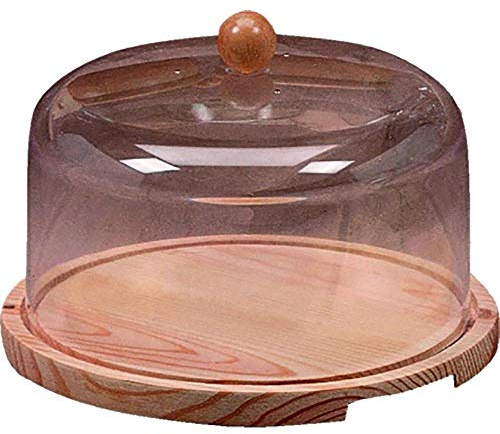 QUESERA BASE DE MADERA CON CAMPANA DE PLÁSTICO CON POMO DE MADERA